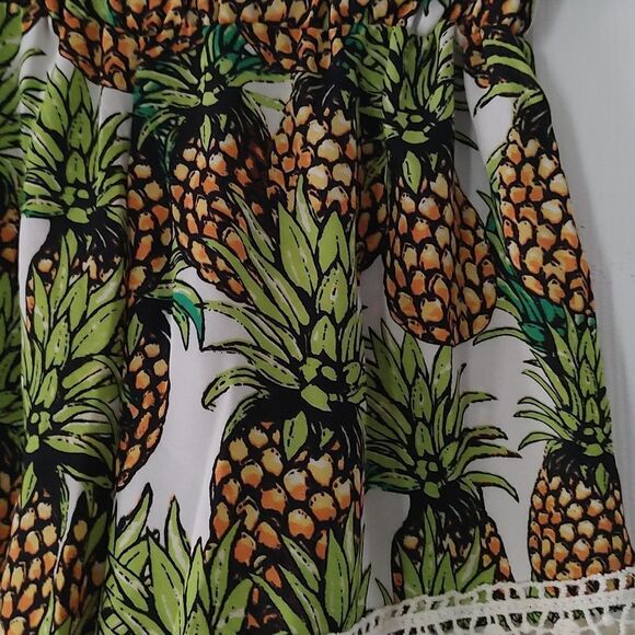 Steezyer  pineapple print  crochet trim sheer  Sz S - Picture 2 of 6